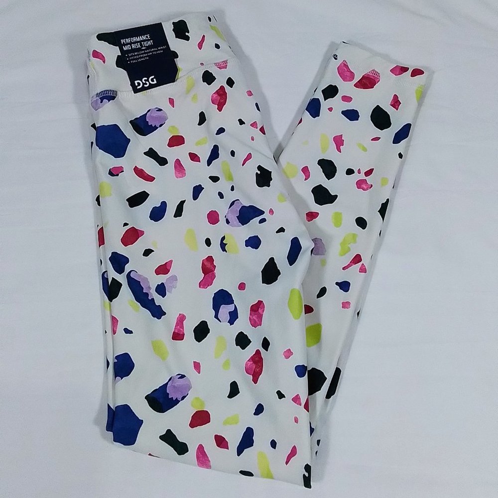 Girls' Performance Mid Rise Tights-Terrazo Cream-Various Sizes-New with Tags - Picture 6 of 8